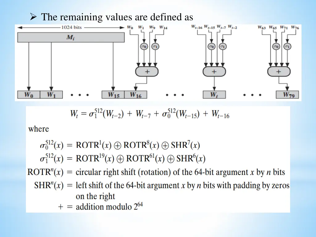 the remaining values are defined as