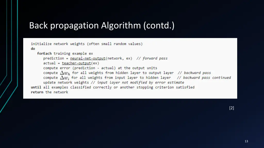 back propagation algorithm contd