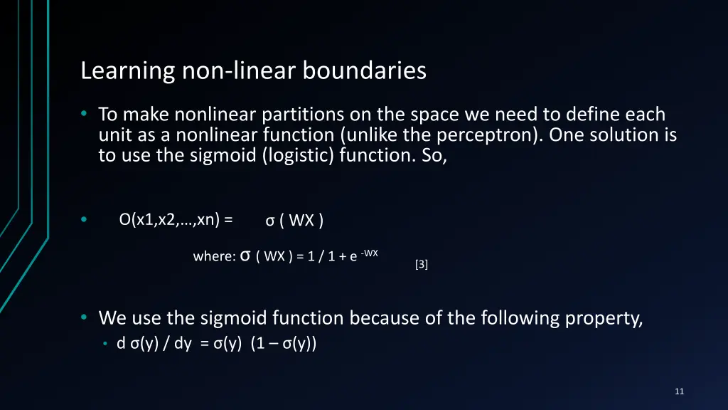 learning non linear boundaries