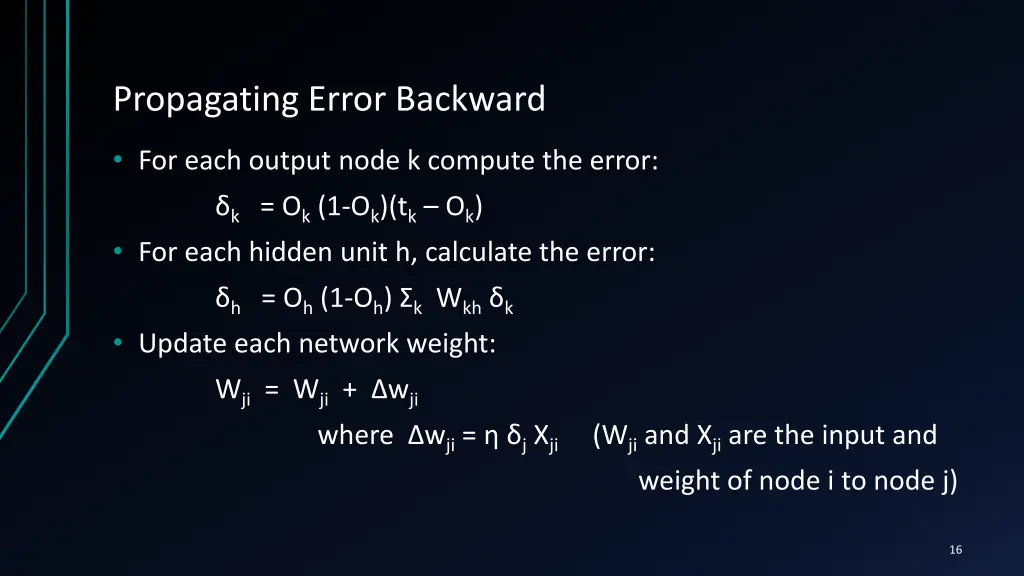 propagating error backward