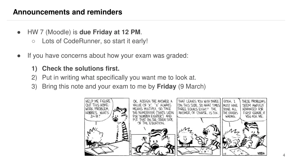 announcements and reminders