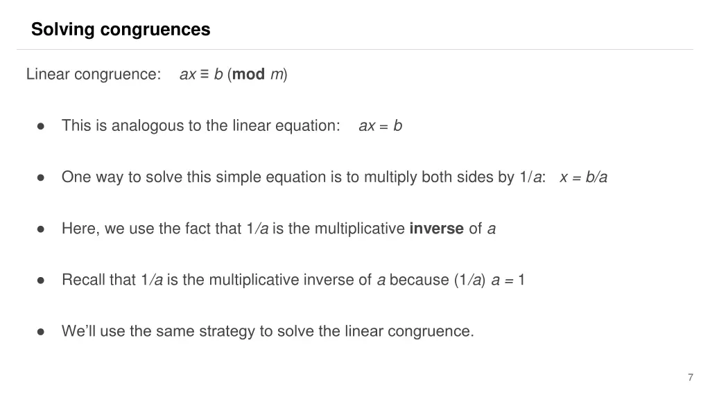 solving congruences 1