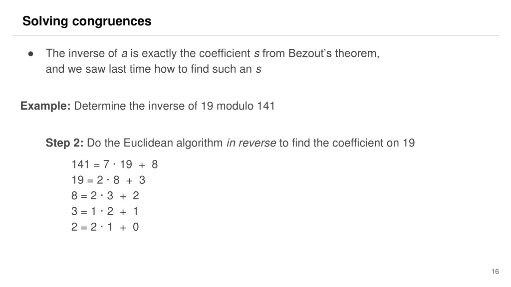 solving congruences 10