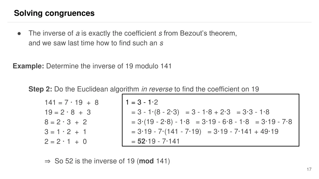 solving congruences 11