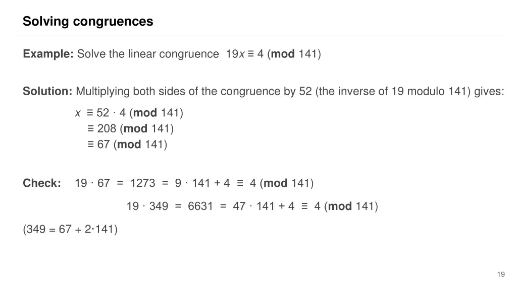 solving congruences 13