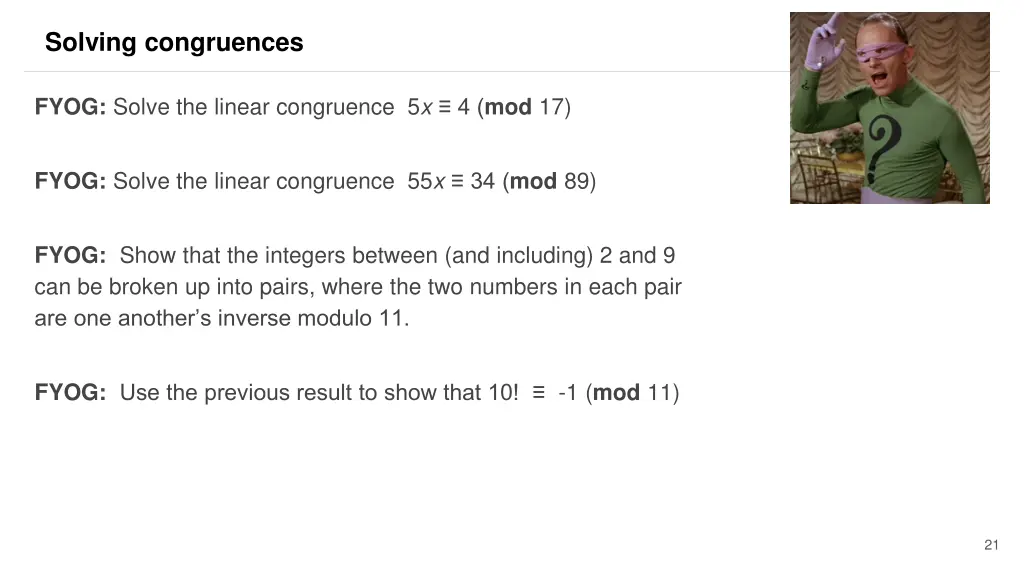 solving congruences 15