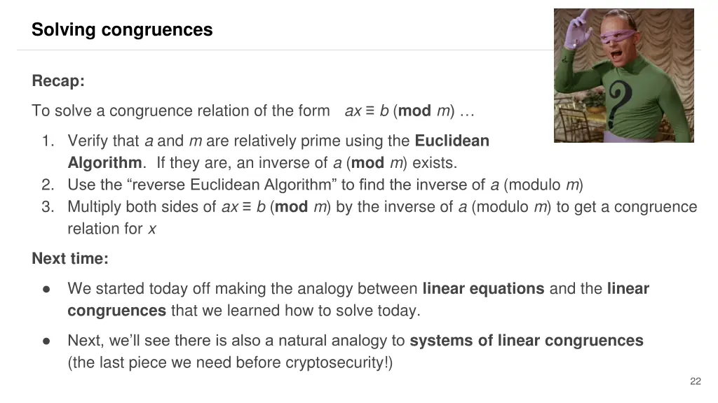 solving congruences 16