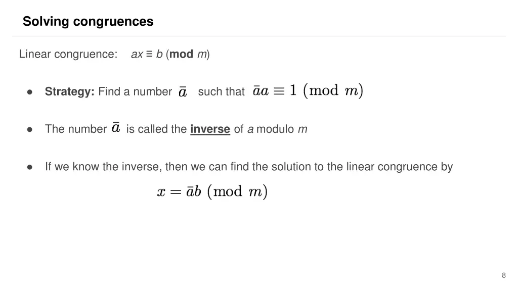 solving congruences 2