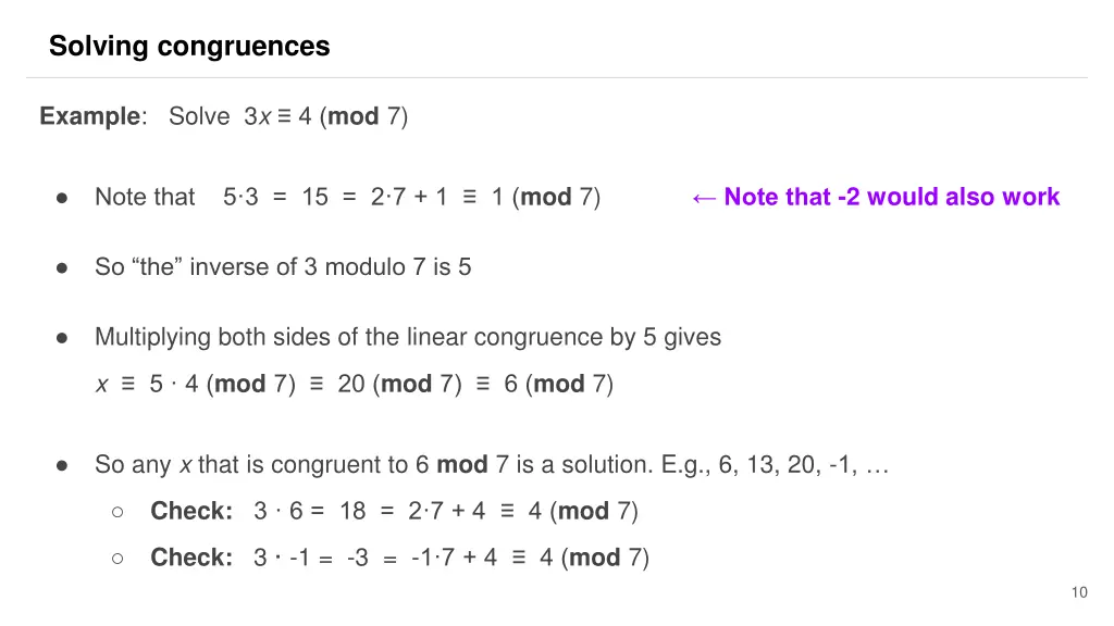 solving congruences 4