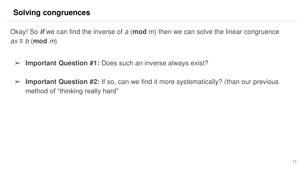 solving congruences 5