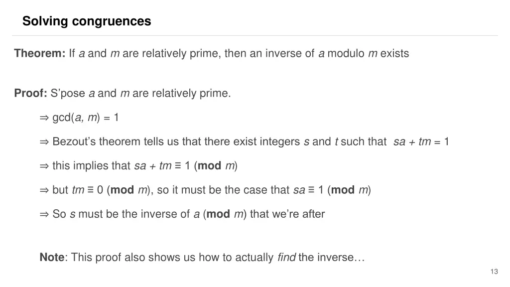 solving congruences 7