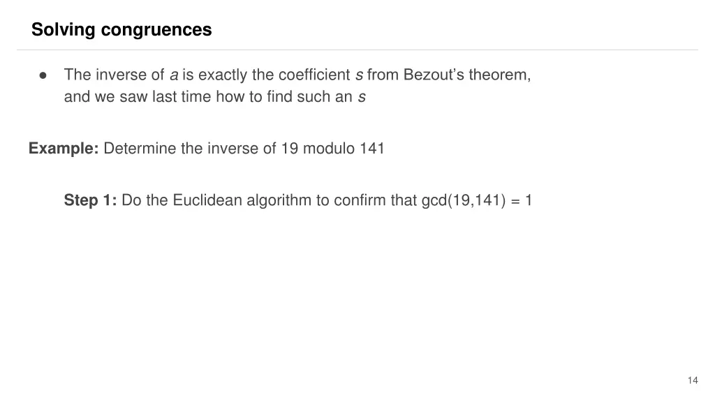 solving congruences 8