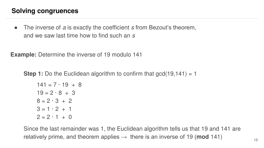 solving congruences 9