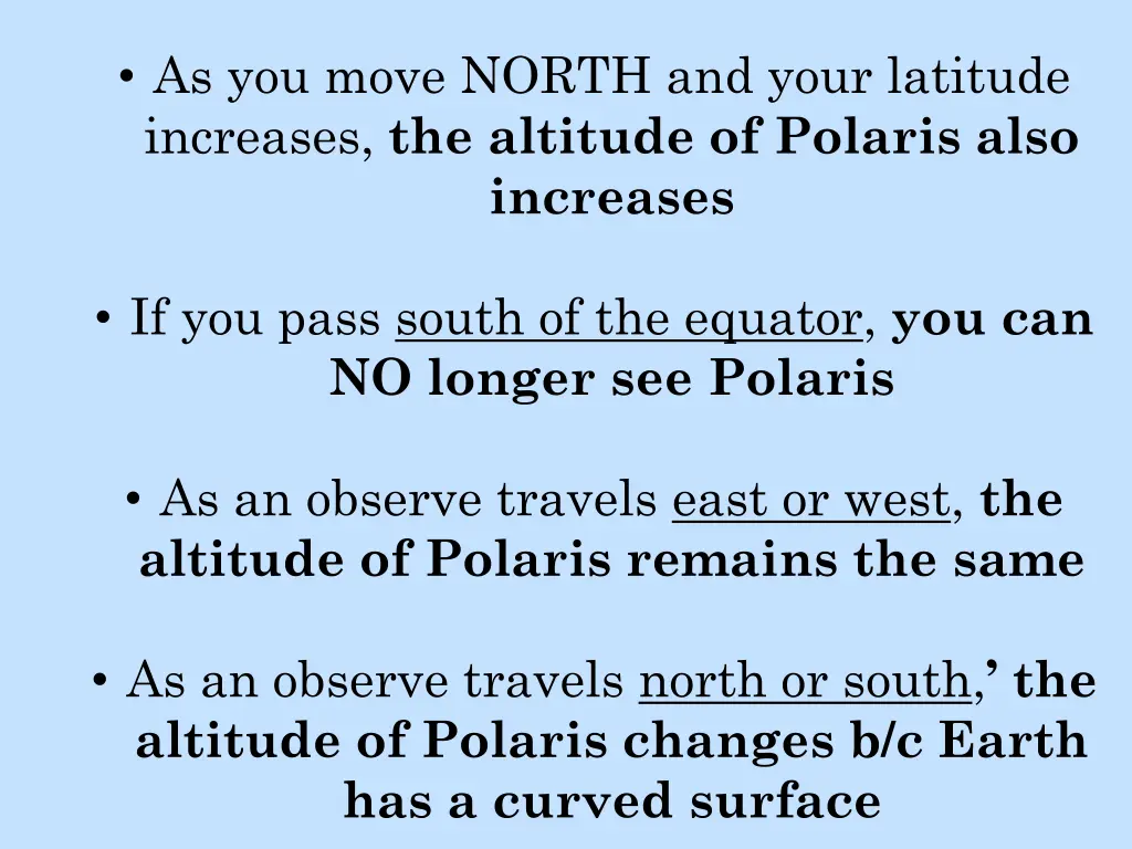 as you move north and your latitude increases