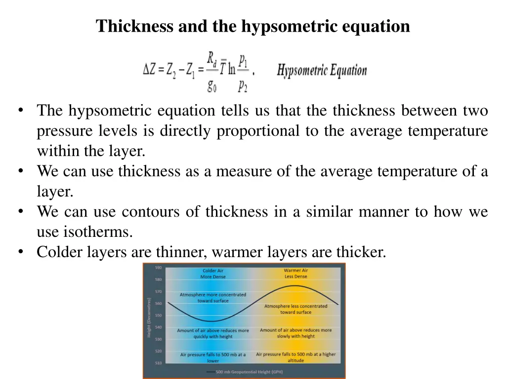 thickness and the hypsometric equation