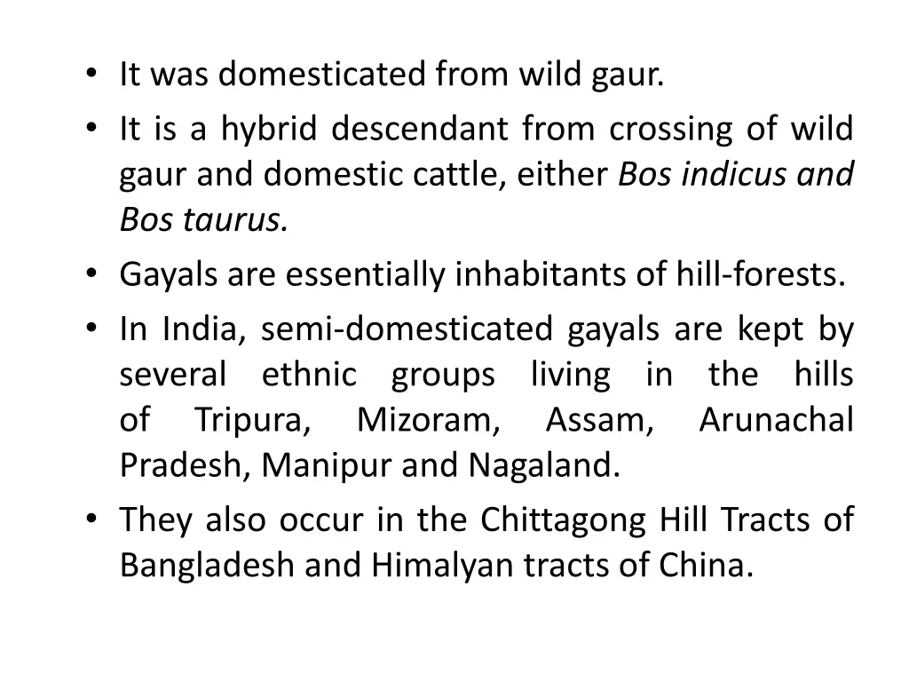 it was domesticated from wild gaur it is a hybrid