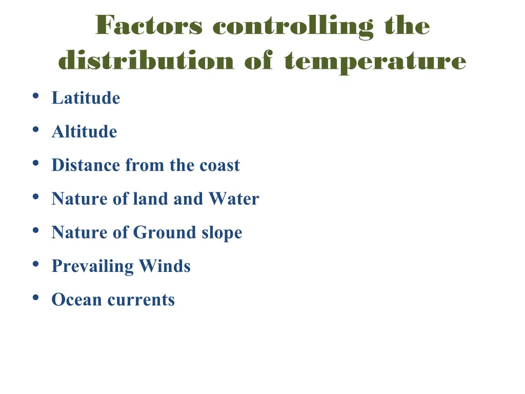 factors controlling the distribution