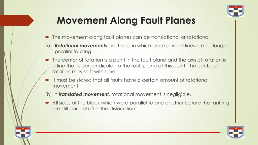 movement along fault planes