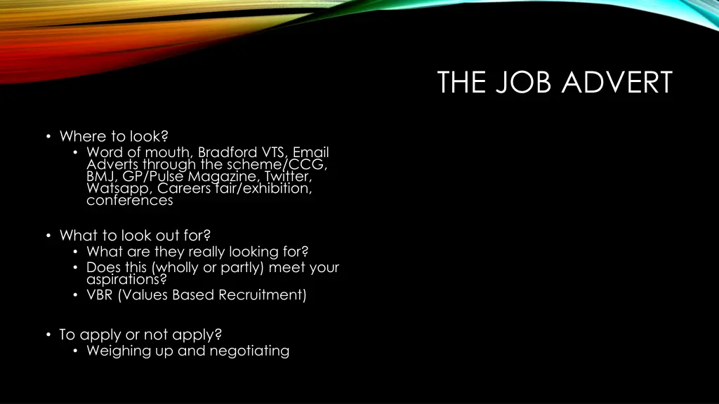 the job advert