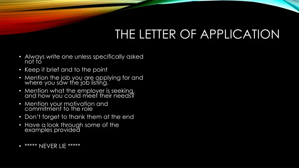 the letter of application