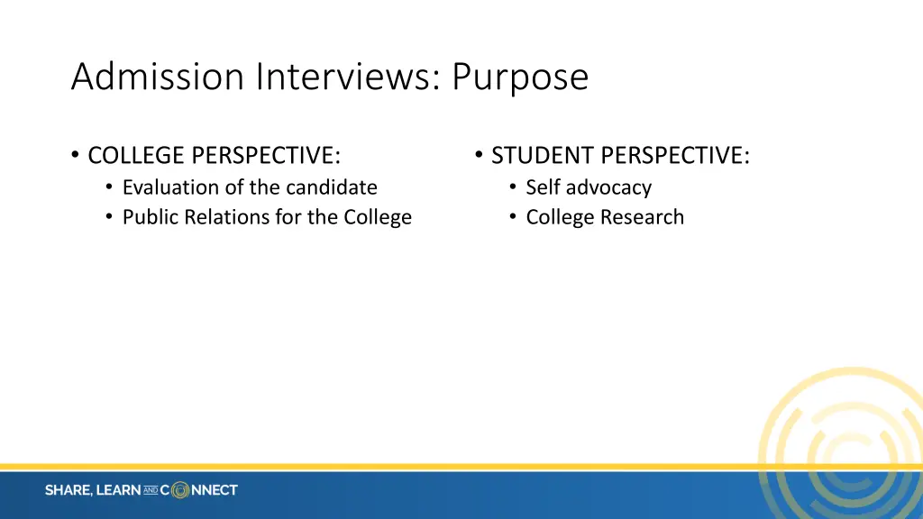 admission interviews purpose