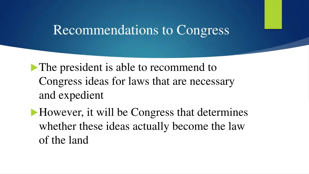 recommendations to congress 1