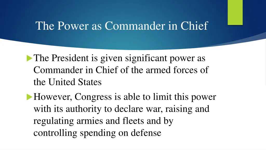 the power as commander in chief