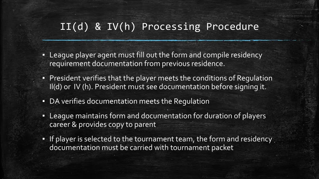 ii d iv h processing procedure