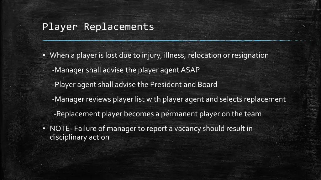 player replacements