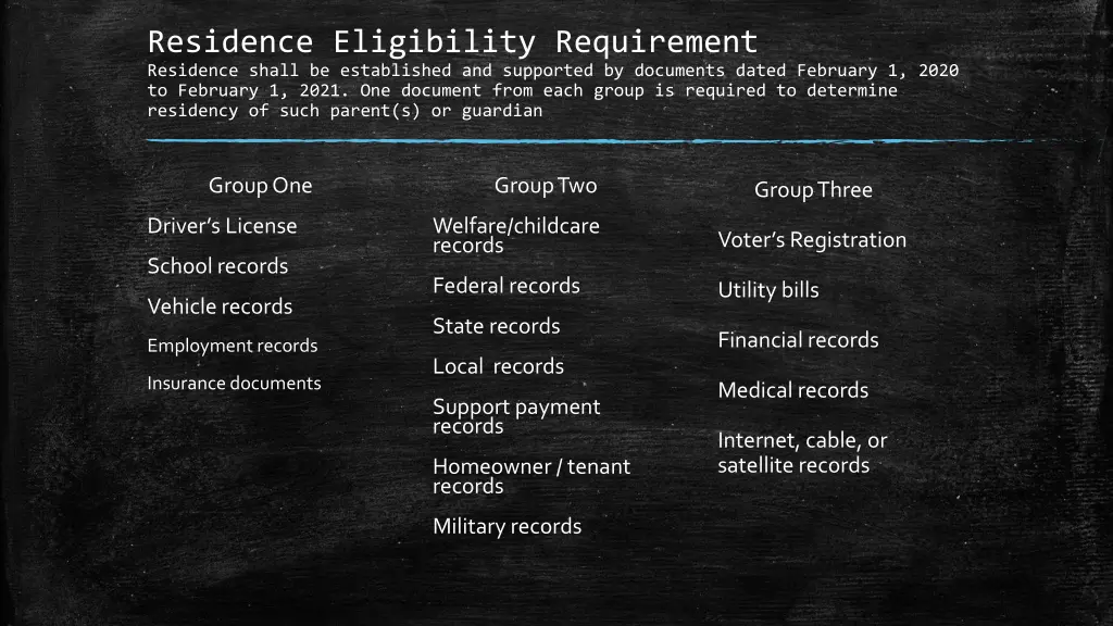 residence eligibility requirement residence shall