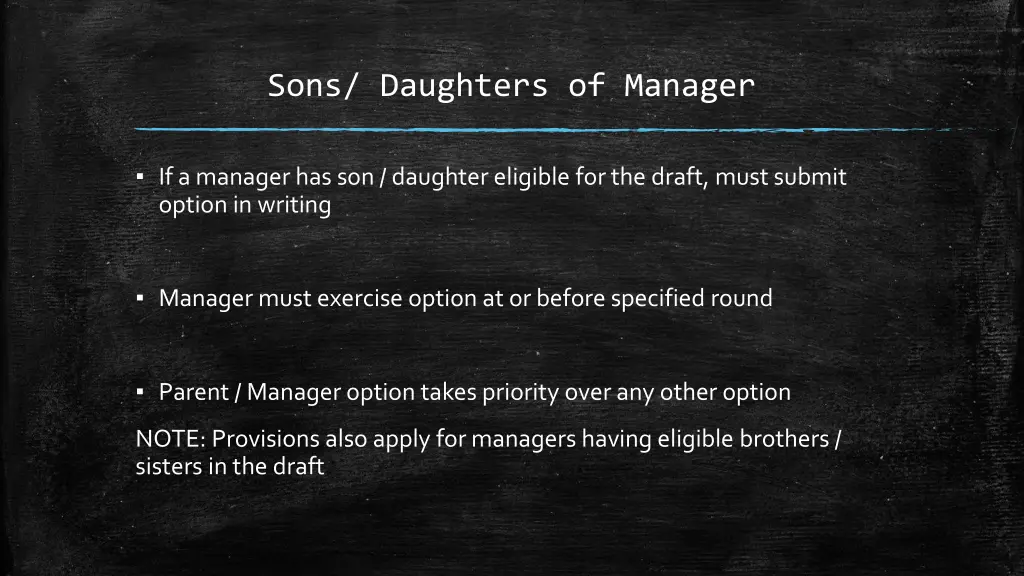 sons daughters of manager