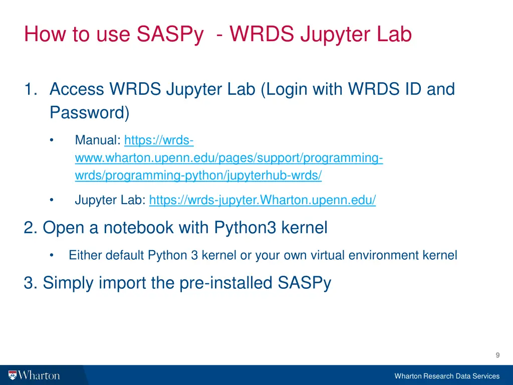 how to use saspy wrds jupyter lab