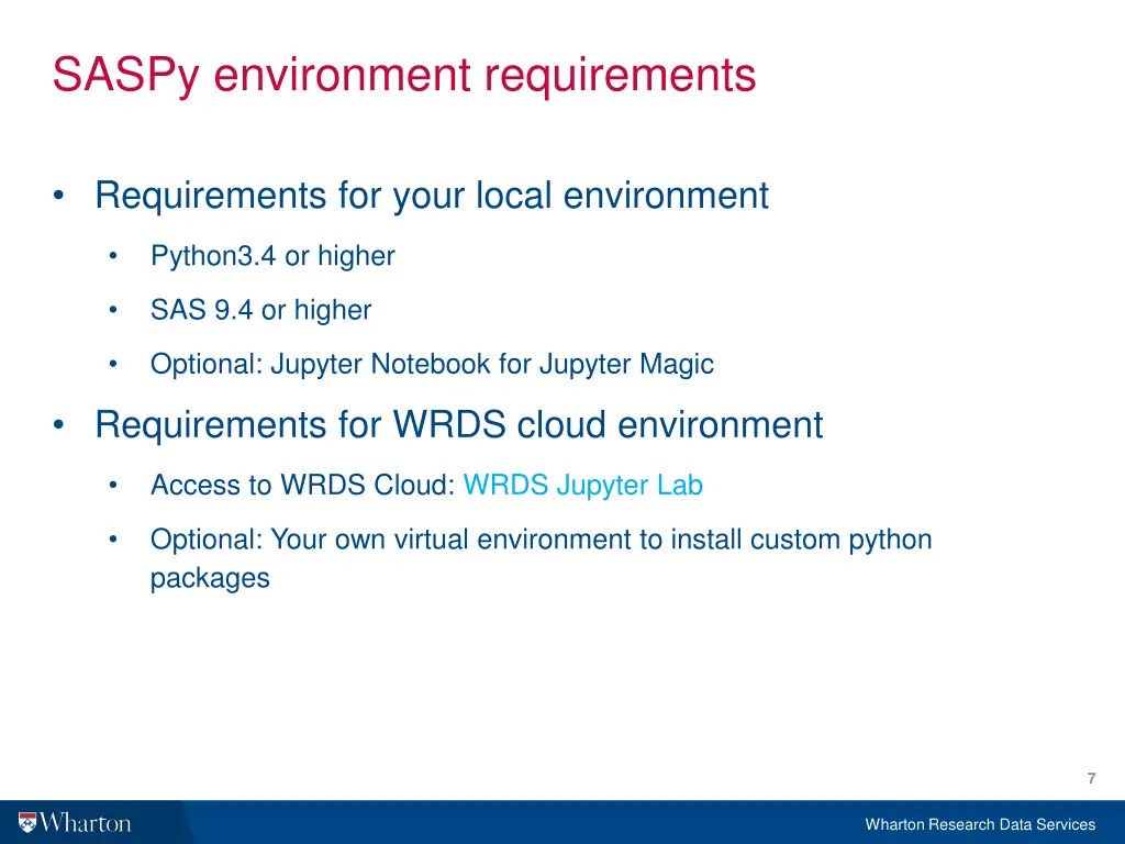 saspy environment requirements