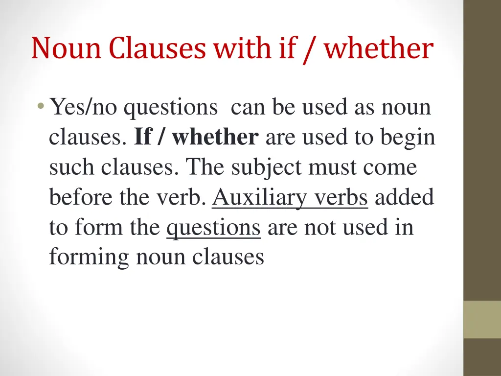 noun clauses with if whether