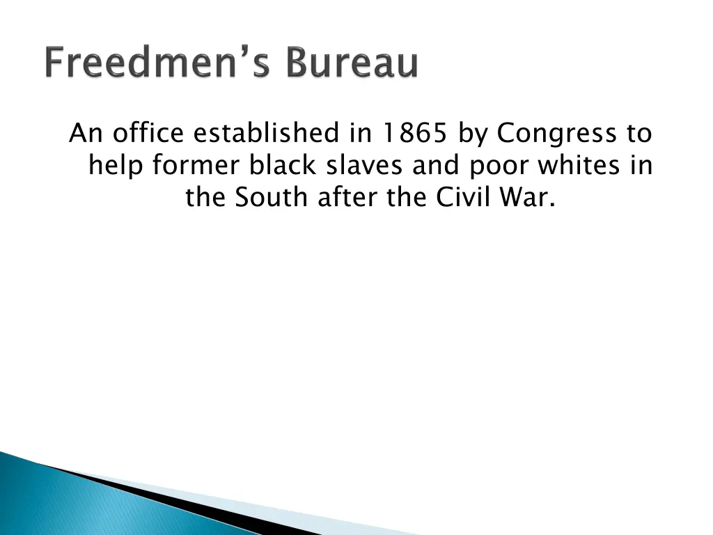 an office established in 1865 by congress to help