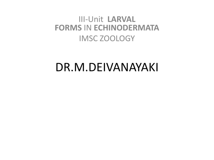 iii unit larval forms in echinodermata imsc