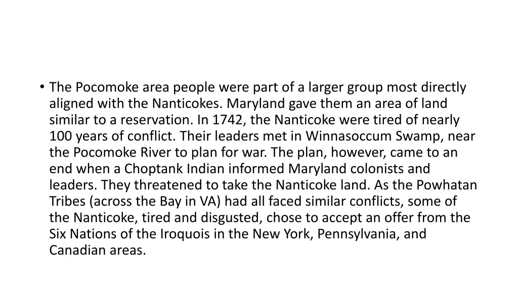 the pocomoke area people were part of a larger