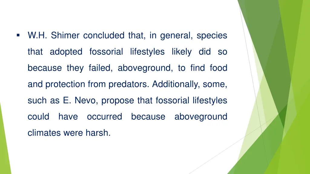 w h shimer concluded that in general species