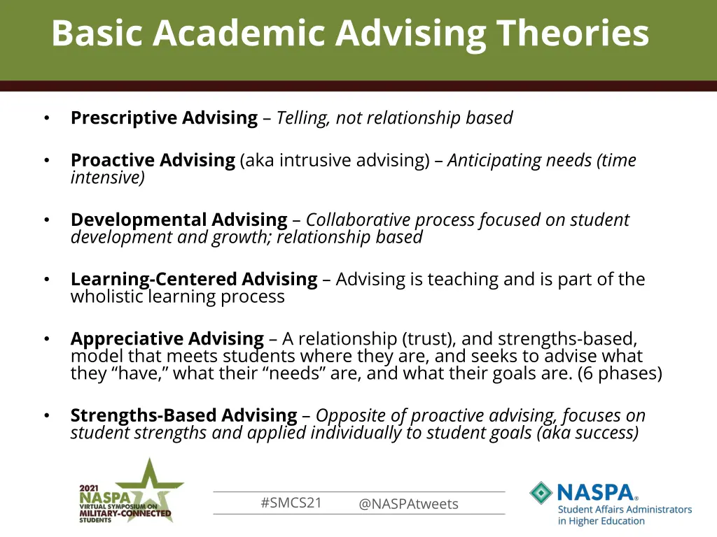 basic academic advising theories 1