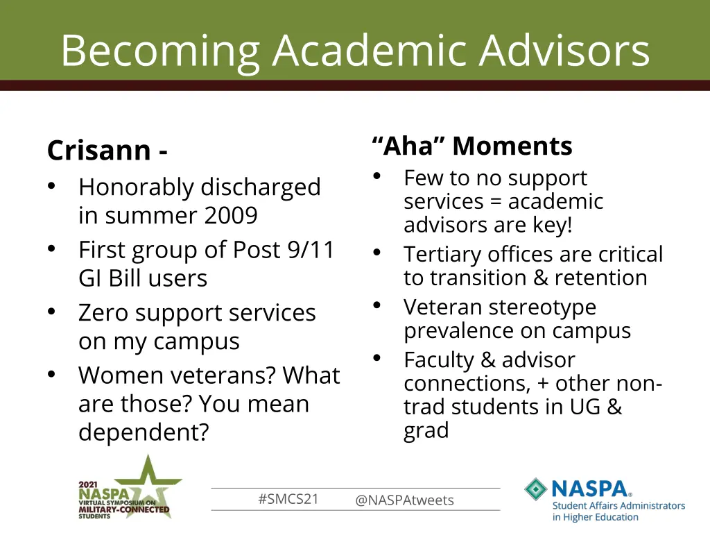 becoming academic advisors