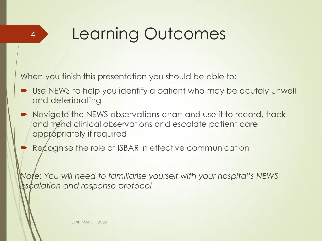 learning outcomes