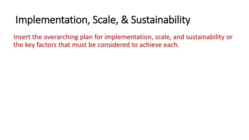 implementation scale sustainability