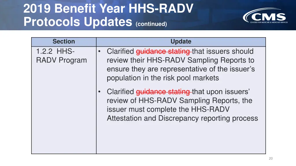 2019 benefit year hhs radv protocols updates 2