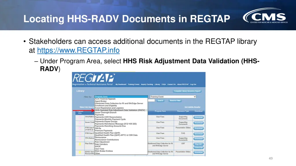 locating hhs radv documents in regtap