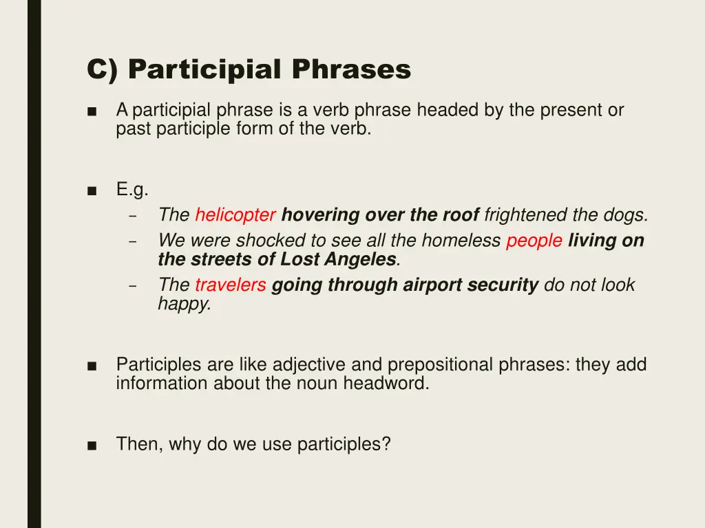 c participial phrases