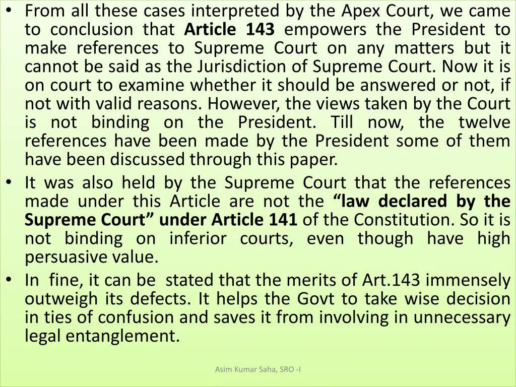 from all these cases interpreted by the apex