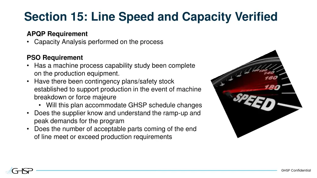 section 15 line speed and capacity verified