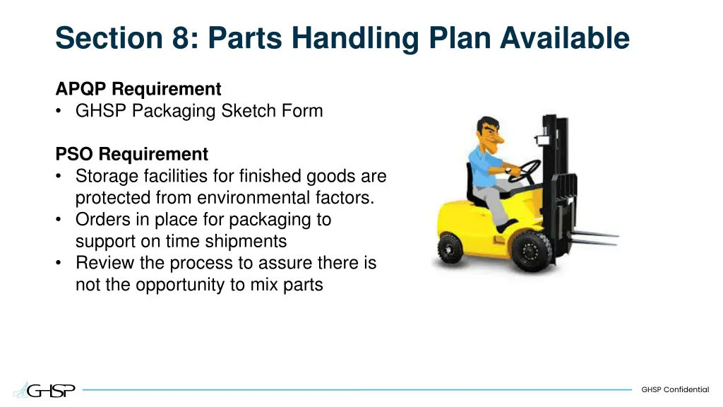 section 8 parts handling plan available