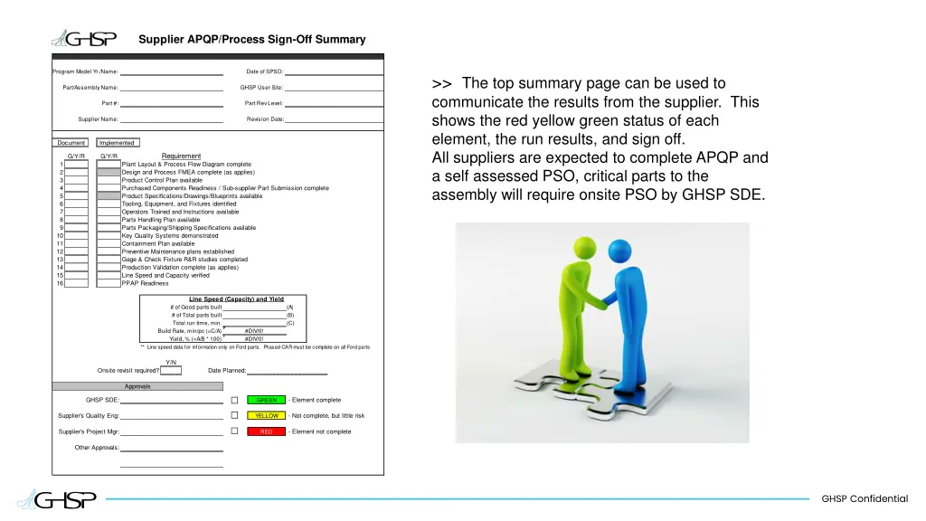 supplier apqp process sign off summary