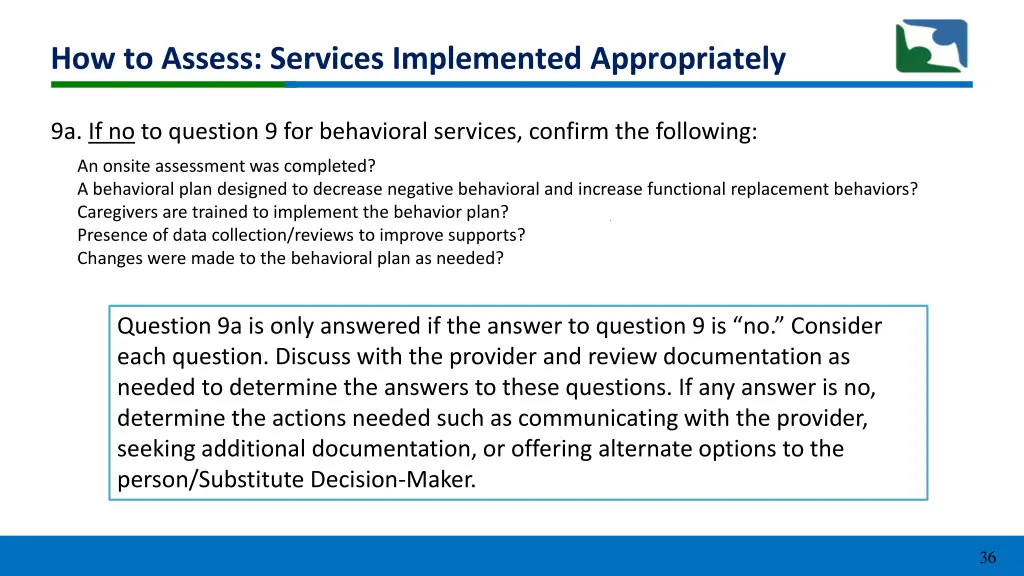 how to assess services implemented appropriately 1